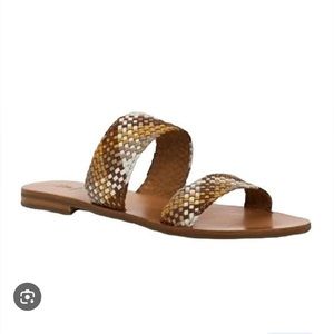 Frye Ruth woven brown multi color leather slide sandals in size 9
